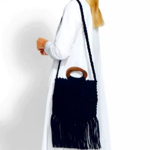 Danielle Nicole, macrame cross body bag, black